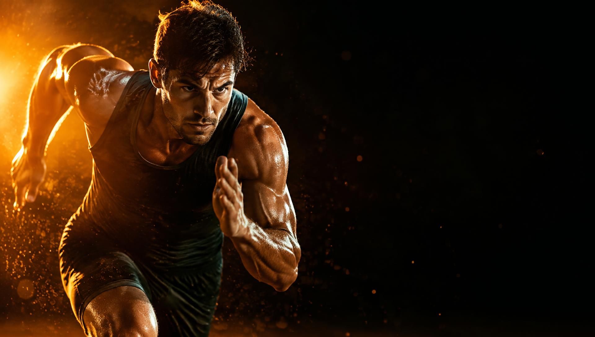 Atleta em arrancada com determinação